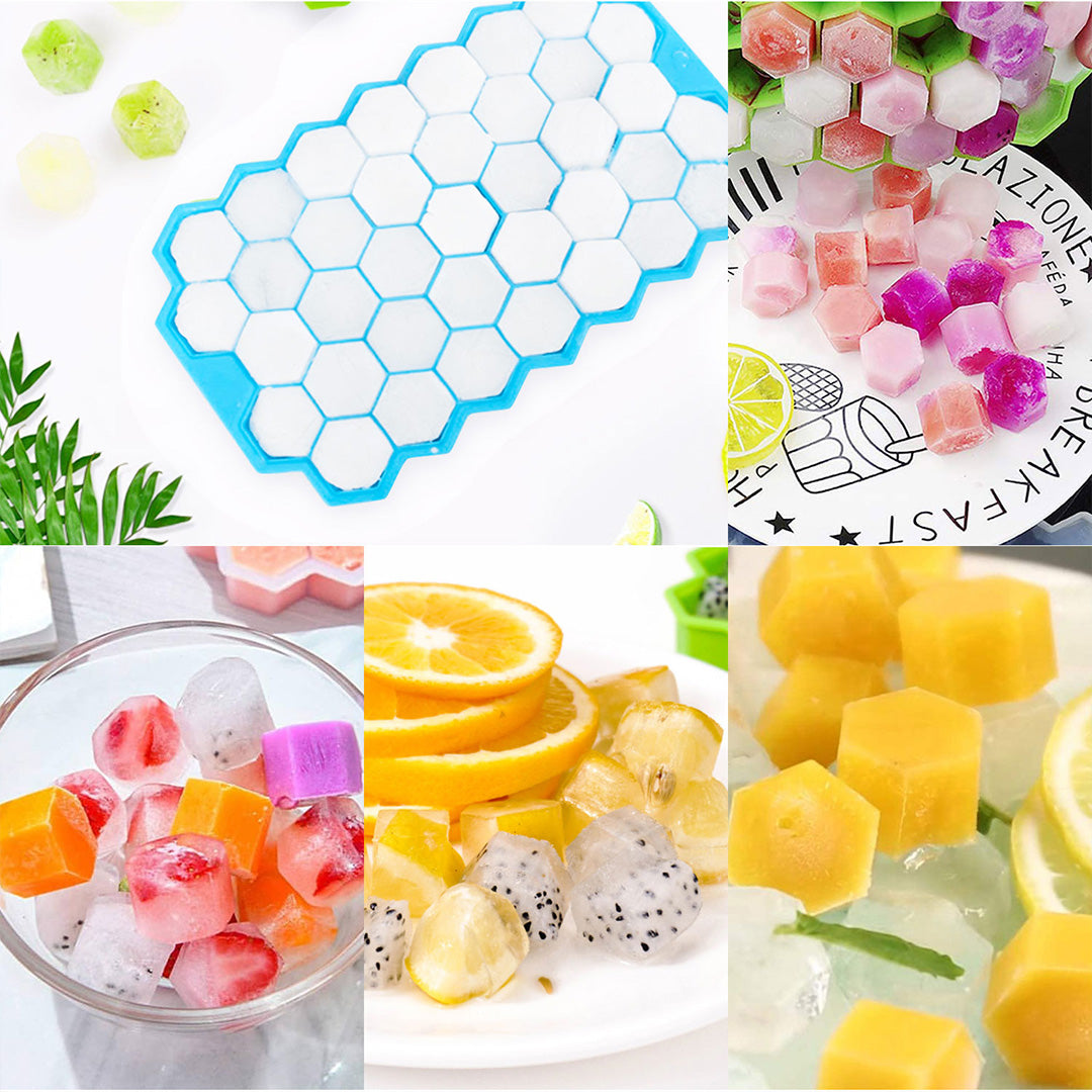 Ice Cube Trays, Easy Release Ice Cube Mould 37 Cubes per Tray for Beve –  Henscoqi